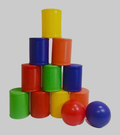 Juego tira latas(10 latas + 2 pelotas) x 4 unidades