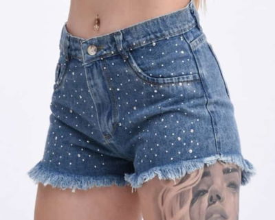Short de Jean mom con brillos