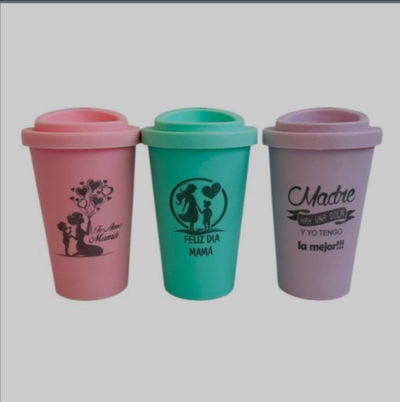 Vaso café con tapa Mamá x 6 unidades surtidas