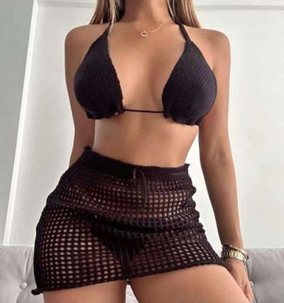 Conjunto calado top y pollera t.unico