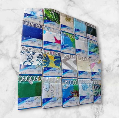 Cortina de baño de razo impermeable con ganchos