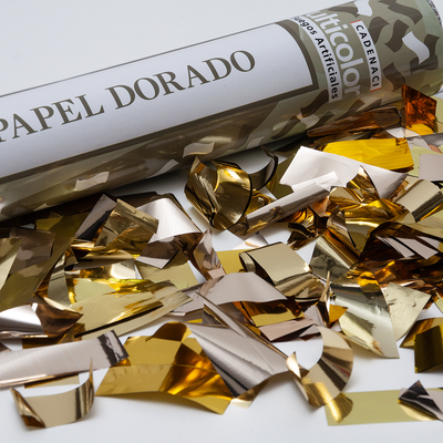 Tubo papel dorado o plateado
