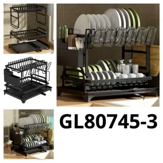 ESCURRIDOR DE PLATOS 2 NIVELES. NEGRO