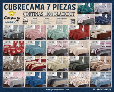 COBERTOR 7 PIEZAS REVERSIBLES ESTAMPADO