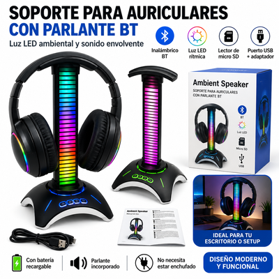 SOPORTE GAMER AURICULAR CON PARLANTE MAS RG
