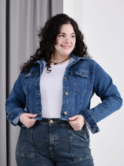 Campera corta azul nevado