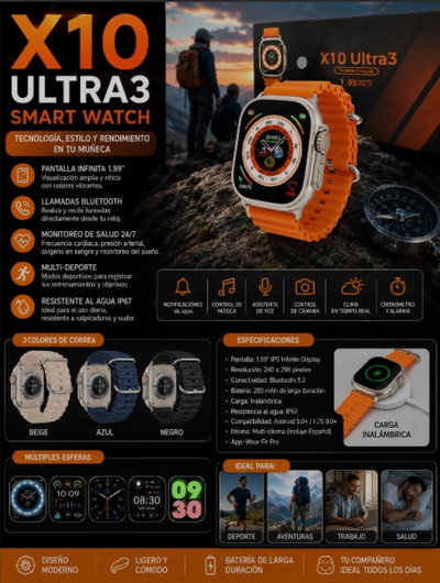 RELOJ INTELIGENTE SMART WATCH X10 ULTRA3
