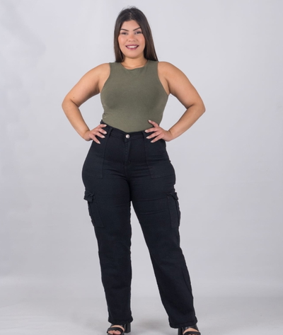 Pantalón Wide leg cargo negro