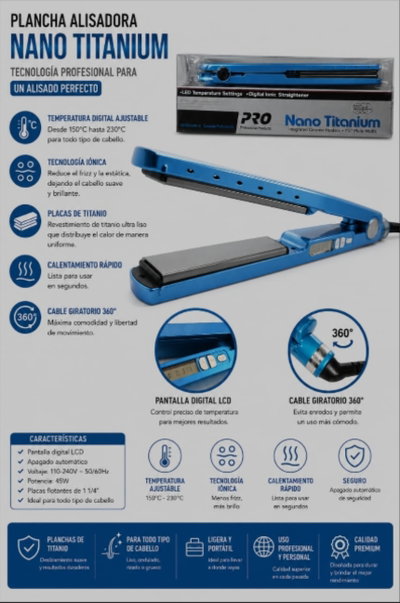 PLANCHA DE PELO 250°C NANO TITANIUM