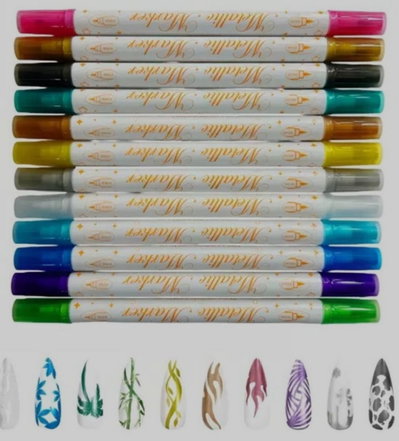 SET DE MARCADORES DOBLE PUNTA PARA UÑAS -NAILS 