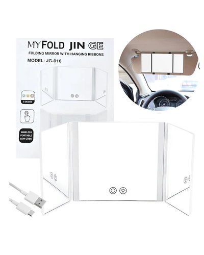 ESPEJO LED PLEGABLE PARA AUTO RECARGABLE USB