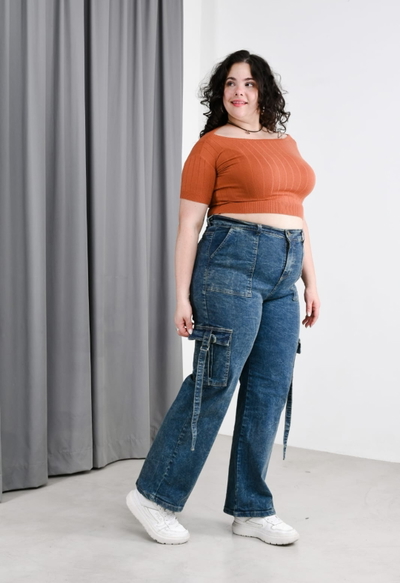 Pantalón Wide leg cargo óxido