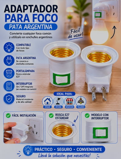 PORTA LAMPARA ENCHUFE ADAPTADOR X6PCS