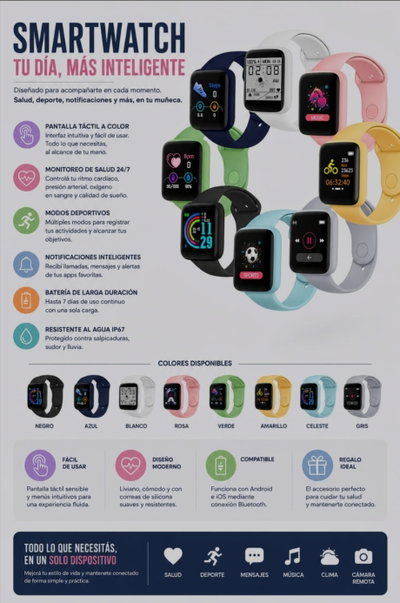 RELOJ SMART WATCH MACARRON