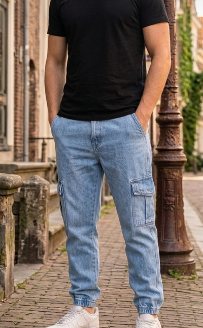 Pantalón Jean Mom Cargo de Hombre