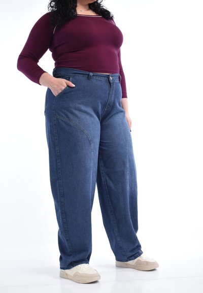 Pantalón Baggy Azul con recorte