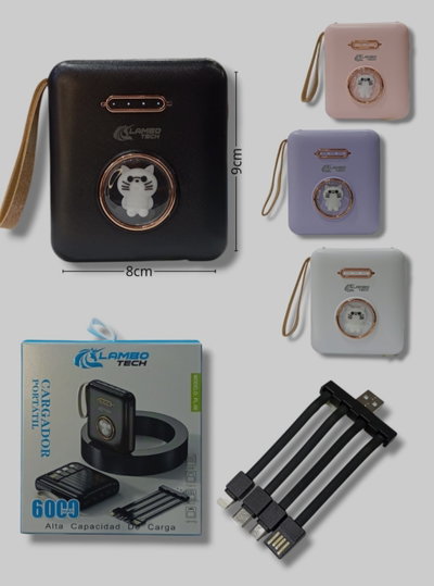 POWER BANK LAMBOTECH 6000mAh 4 EN 1 GATITO