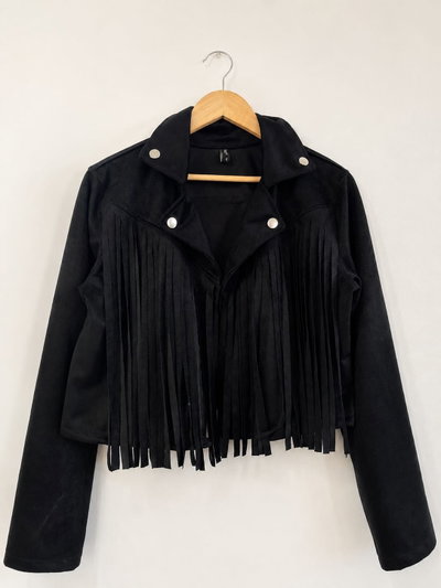 Campera Gamuza flecos dama