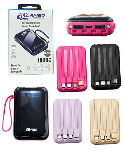 CARGADOR PORTATIL 4 EN 1 10000MAH LAMBO