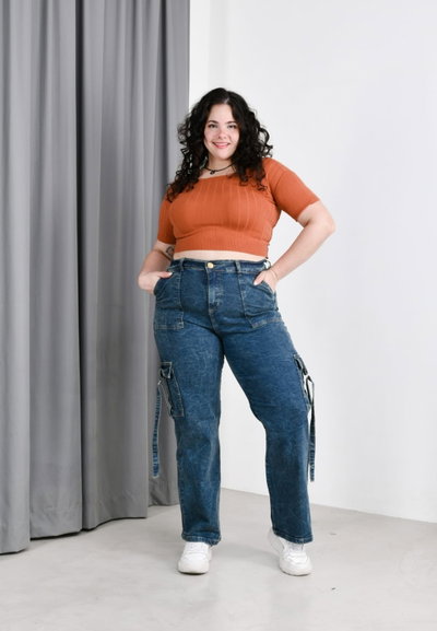 Pantalón Wide leg cargo óxido 