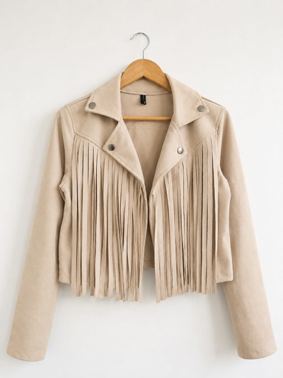 Campera Gamuza flecos dama