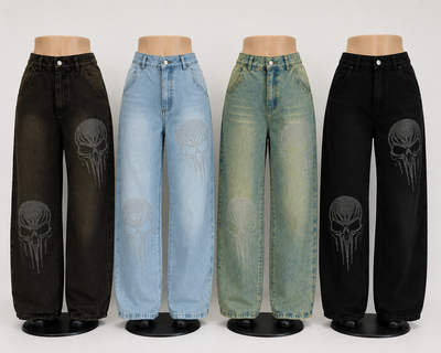 Pantalón Jean Baggy Calavera brillos de Hombre