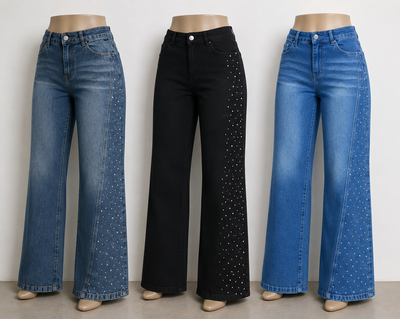 Pantalón de Jean con recorte y brillo