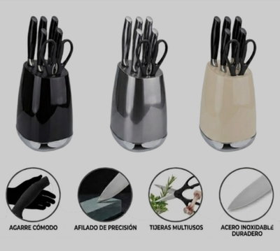SET DE CUCHILLOS CON BASE