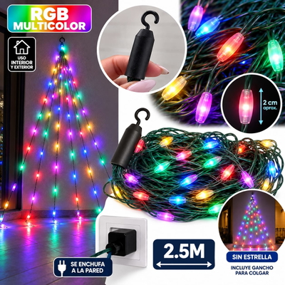 LUZ LED RGB/CALIDA/FRIA 250 luces 2.5M