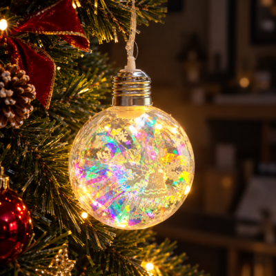 ADORNO BOLA DE NAVIDAD C/LUZ 8CM