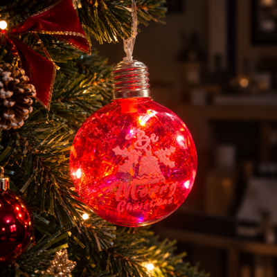 ADORNO BOLA DE NAVIDAD C/LUZ 8CM