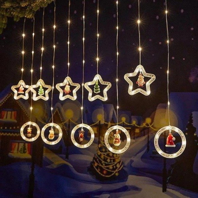 LUZ LED CORTINA DE ESTRELLA Y ARO