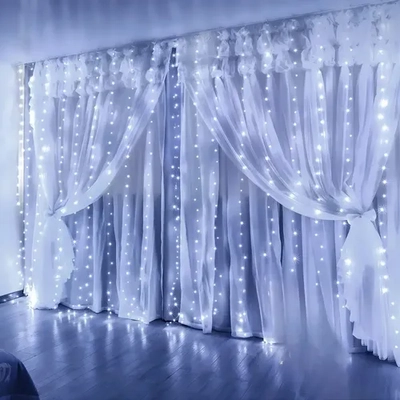 CORTINA 300 LED ALAMBRE B/FRIO 3X3MTS USB LAMBO