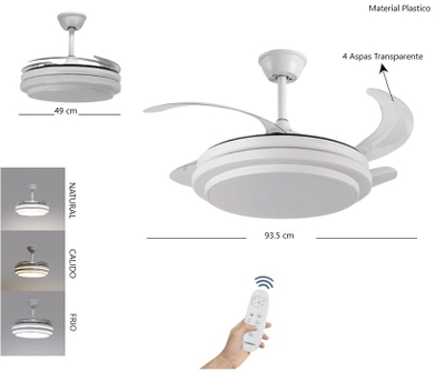 VENTILADOR LED TECHO BLANCO Y NEGRO