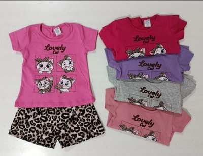 Pack de 5 conjuntos bebé gatita animal print