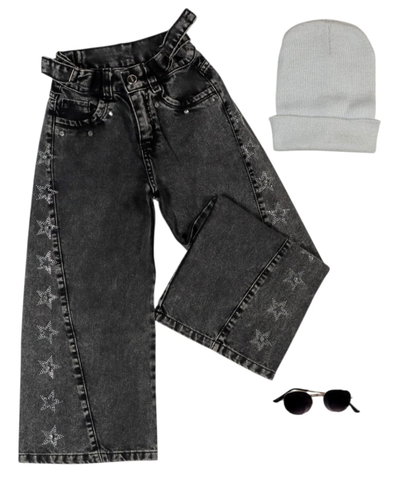 Curva de Wide leg strass estrellas