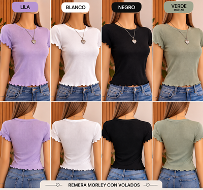 PACK X 6 - REMERAS VOLADO DAMA TALLE UNICO