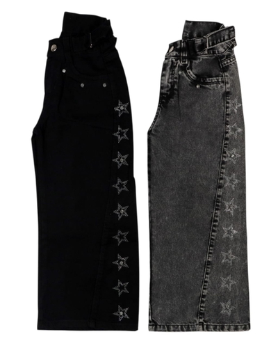 Curva de Wide leg strass estrellas