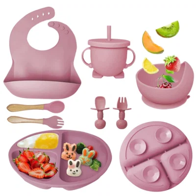 Set Infantil Utensilios Para Bebé Silicona 8 Piezas