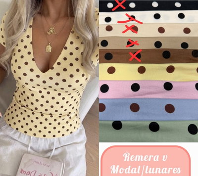 Pack x 6 remera escote v Lunares