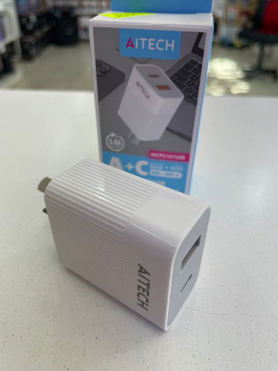 CABEZAL CARGADOR PARED USB + TIPO C 5.8A CARGA RAPIDA