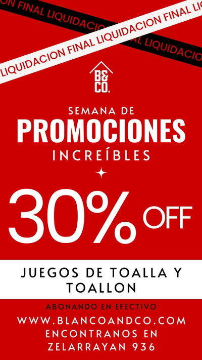 30% OFF EN JUEGO DE TOALLA Y TOALLON