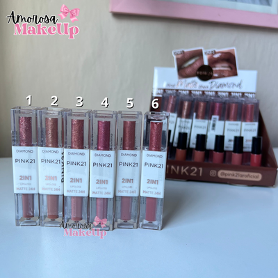 Labial líquido doble punta matte y perlado Pink 21