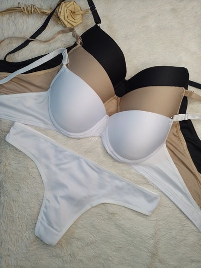 Conjunto microfibra armado, push up, colores clasic. Nalyd