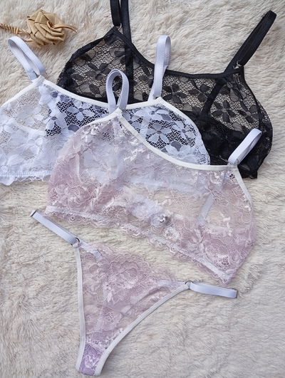 Conjunto full encaje top con ganchos + less regulable
