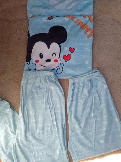 Pijama 3 piezas importado E. (Mickey bebé, turquesa)