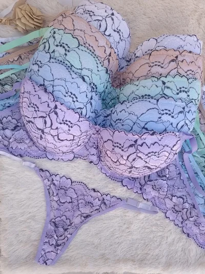 Conjunto armado encaje colores pasteles, Miaylen. (CURVA)
