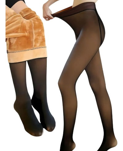 Pantymedia efecto piel peluche PIEL/NEGRO TALLES. 