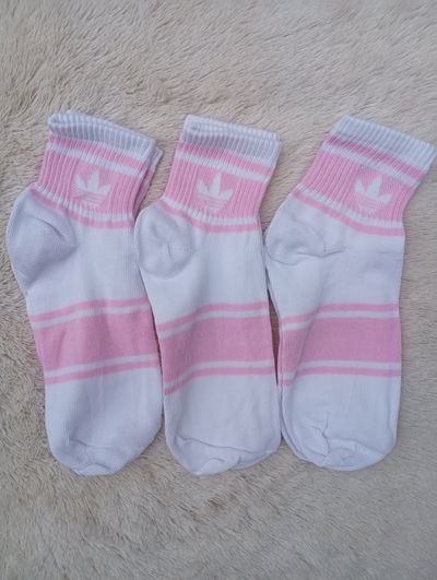 1/4 Adidas blanca con rayas rosas logo blanco. Adulto LC