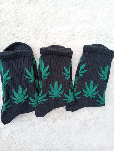 Tennis HOJITAS DE MARIHUANA, NEGRO. Adulto, Algodon